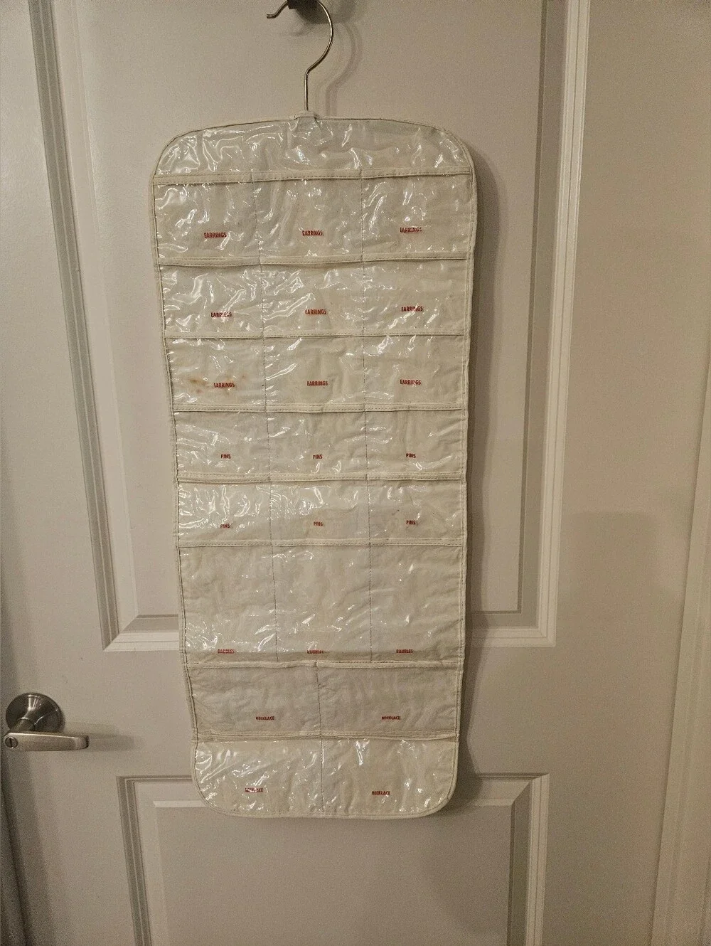 Vintage Clear Pocket Hanging Jewelry and Accessory Organizer